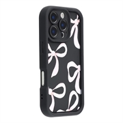 iPhone 16 Pro Stylish Shockproof TPU Case with Raised Edges - Black / Big Bow