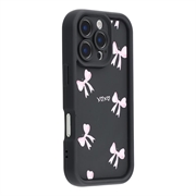 iPhone 16 Pro Stylish Shockproof TPU Case with Raised Edges - Black / Bow