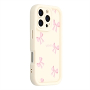 iPhone 16 Pro Stylish Shockproof TPU Case with Raised Edges - White / Bow