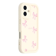 iPhone 16 Stylish Shockproof TPU Case with Raised Edges - White / Bow