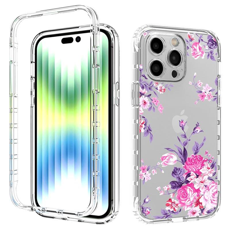 Sweet Armor Series iPhone 14 Pro Max Hybrid Case Pink Flowers