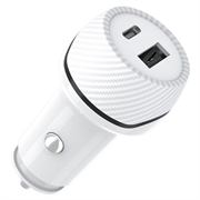 T05 USB-A/USB-C Car Charger with Anti-Lost Tracker for iPhone - White