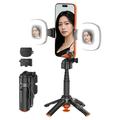 T13Y Bluetooth Selfie Stick Tripod with Dual Fill Lights - Black