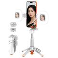 T13Y Bluetooth Selfie Stick Tripod with Dual Fill Lights - White