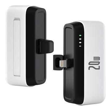 T160 Mini Portable Lightning Power Bank - PD 20W, 5000mAh - White