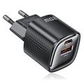 TOOCKI TC2220A2 Mini GaN Wall Charger 20W - USB-C/USB-A - Black
