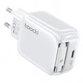 TOOCKI TC55302 30W GaN Charger with Retractable USB-C Cable - White
