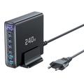 TOOCKI TCT240-33 6-Port GaN Desktop Charger with Display - 240W - Black