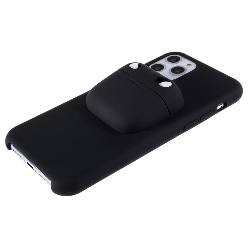 iPhone 11 Pro TPU Case w/ AirPods Pro Holder - Black