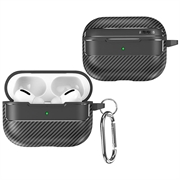 AirPods Pro 3 TPU Case with Carabiner - Carbon Fiber - Black