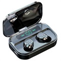 TWS M7S Earphones with LED Charging Case - IPX7, Bluetooth 5.0 - Black