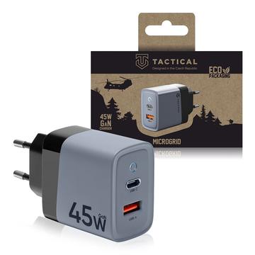 Tactical Microgrid GaN 45W Wall Charger - PD3.0 USB-C, QC3.0 USB-A - Grey