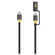 Tactical Stinger USB-C / USB-C Cable with Snap-On Flashlight - 60W, 1.5m - Black