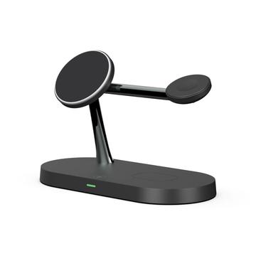Tech-Protect A12 3-in-1 MagSafe Wireless Charger 15W with Built-in LED Lamp (Open Box - Bulk Satisfactory) - Black
