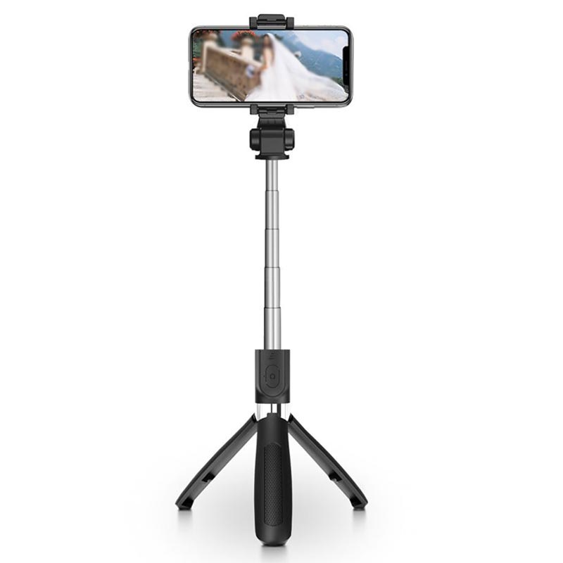 TechProtect L01S Bluetooth Selfie Stick with Tripod Stand Black