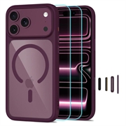 iPhone 17 Pro/18 Pro Tech-Protect MagOne MagSafe CC Case with 2x Glass+ Screen Protector - Dark Cherry / Clear