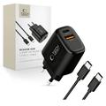 Tech-Protect NCA45W 2-Port GaN Wall Charger with USB-C Cable - 45W - Black