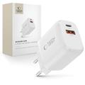 Tech-Protect NCA65W-GAN 65W Wall Charger with USB-C PD, USB-A QC3.0 - White