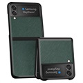 Textured Samsung Galaxy Z Flip3 5G Hybrid Case - Green
