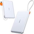 Torras Mini Slim PD Power Bank with Built-In USB-C Cable - 10000mAh - White