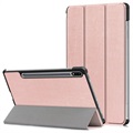 Tri-Fold Series Samsung Galaxy Tab S7 FE Smart Folio Case - Rose Gold