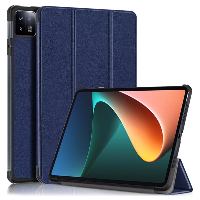 Étui Xiaomi Pad 6 et Pad 6 Pro, Trifold Support Vidéo / Clavier - Bleu Gris  - Français