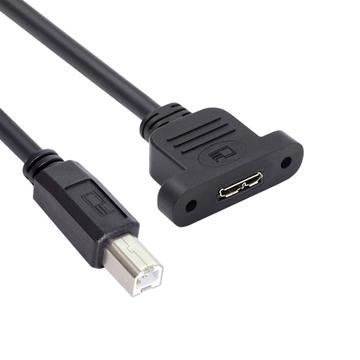 U3-012-BM 50cm Micro 3.0 Type-B Female to Type-B USB 2.0 Male Cable Screw Mount Type 480Mbps Extension Cord