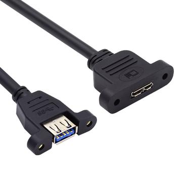 U3-083-AF 50cm Type-A USB 3.0 Female to Micro 3.0 Type-B Female Screw Mount Type 5Gbps Extension Cable