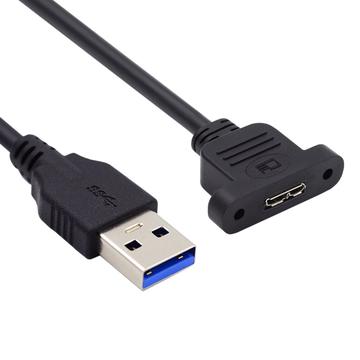 U3-083-AM 50cm Type-A USB 3.0 Male to Micro 3.0 Type-B Female Converter 5Gbps Screw Mount Type Extension Cable