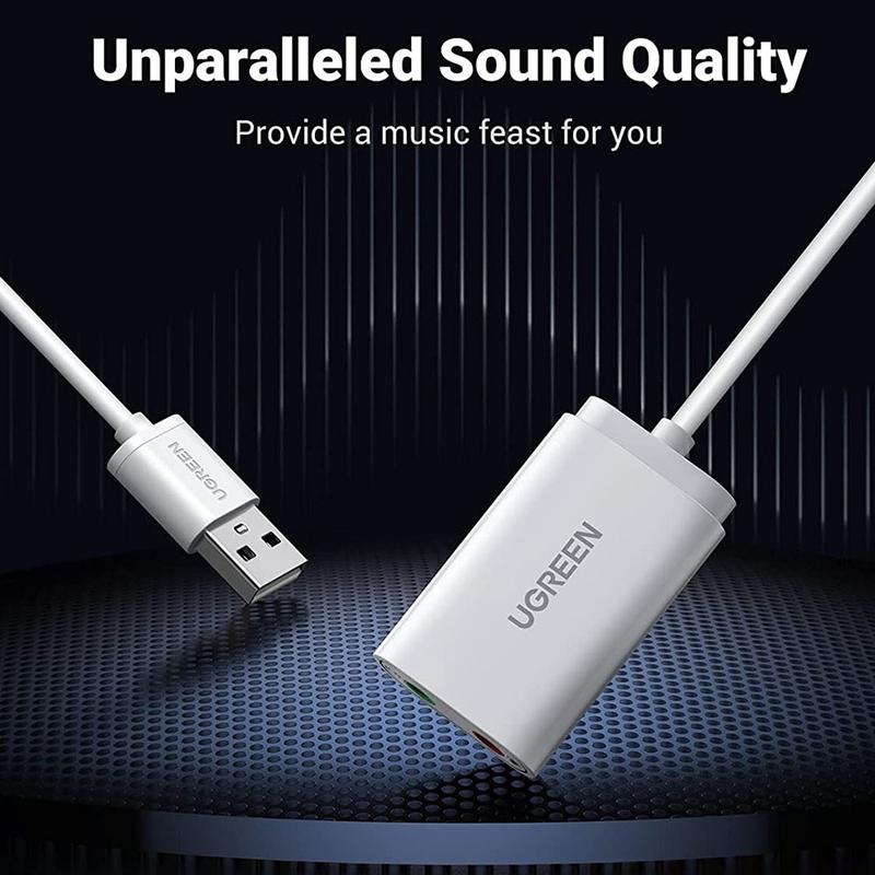 UGREEN 30724 USB Audio Adapter External Stereo Audio Sound Card With 3 