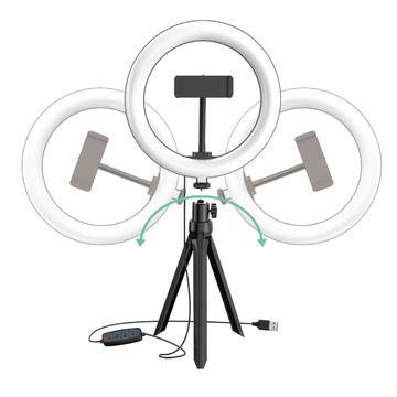 UN-205 8\'\' LED Ring Light with Stand and Phone Holder Desktop Selfie Circle Lamp for YouTube Video Photography Makeup