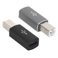 USB-C Female to USB Type-B Male Adapter for Printer, Scanner - 2-Pack - Black & Grey
