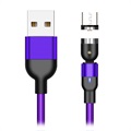 USB2.0 / MicroUSB Rotatable Magnetic Charging Cable 2m - Purple