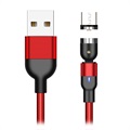 USB2.0 / MicroUSB Rotatable Magnetic Charging Cable 2m - Red