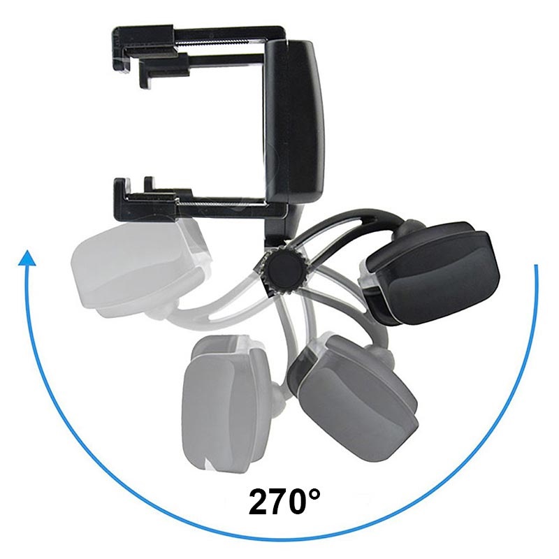 Universal 360 Rotary Rear View Mirror Car Holder Black
