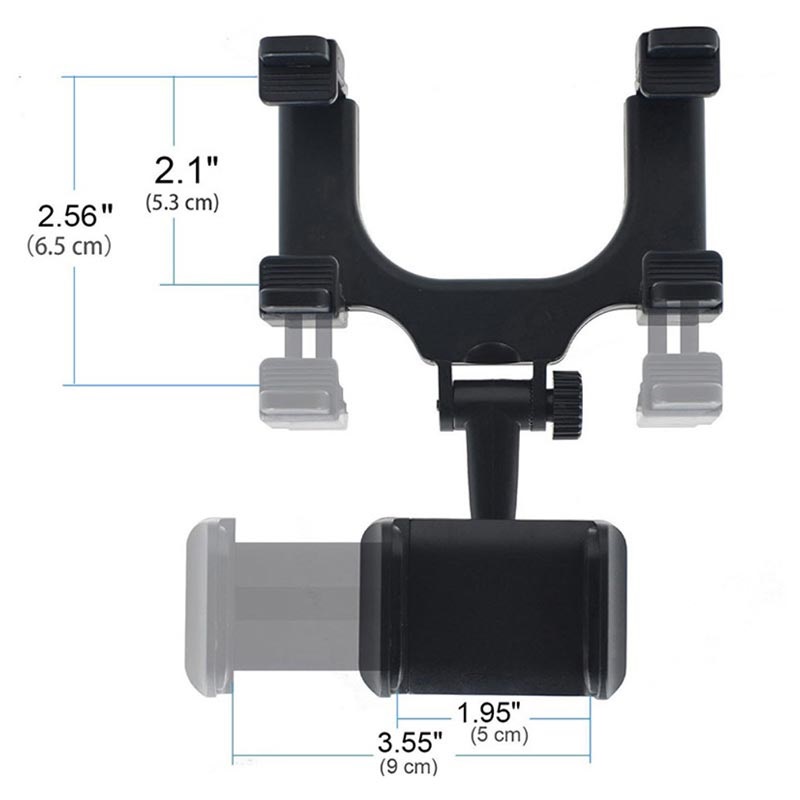 Universal 360 Rotary Rear View Mirror Car Holder Black