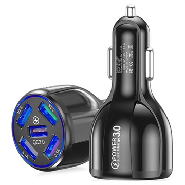 Universal 5xUSB Fast Car Charger - QC3.0 - Black