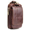 Universal Double Pocket Holster Leather Case - Brown