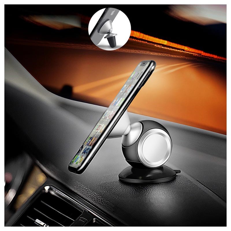 Universal Air Vent Car Holder with Dash Mount Black