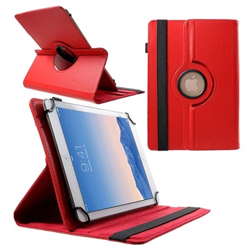 Universal Rotary Folio Case for Tablets - 9-10" - Red