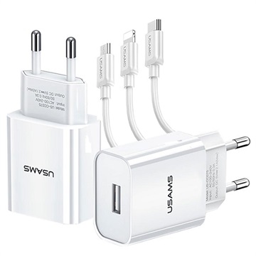 Usams CC075 T18 Fast Charger w/ 3-in-1 Cable - White