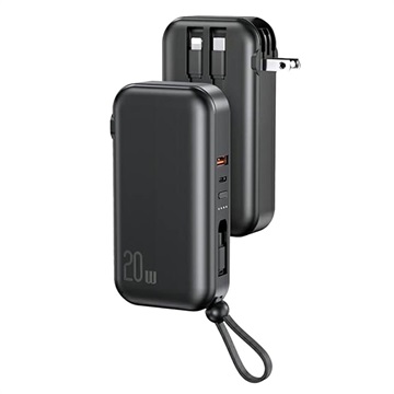 Usams US-CD172 PB63 Power Bank with 3-in-1 Cable - 10000mAh - Black