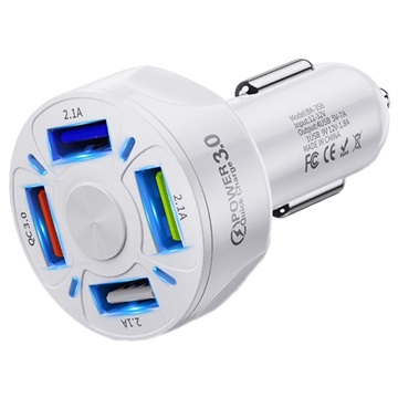 QC3.0 Fast Car Charger BK-358 - 4 x USB - White