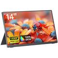 V140F1 14" Portable Monitor with Magnetic Leather Cover - Black