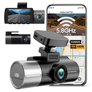 V58 3-Channel Dash Cam - 4K Front, 1080p Rear/Cabin, GPS, WiFi