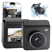 V63 Dual Dash Cam - 4K/1080p, HDR Night Vision, 5.8GHz WiFi, Parking Monitor - Black