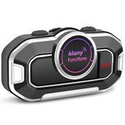 V9 Motorcycle Helmet/Bluetooth 5.0 Headset - FM Radio, Dual Microphones, Auto Answer - Black