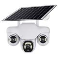 VTS31 V380 Solar-Powered PTZ Security Camera with Triple Lens - White