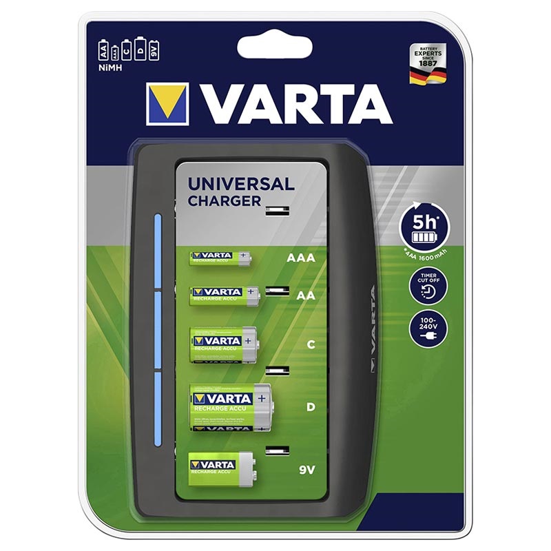 Varta Ladegerät inkl 4x AA Batterien für AA AAA 9V USB Geräte Batterieladegerät 
