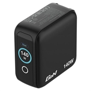 Verbatim 4-Port Mini GaN Wall Charger with Display - 140W, EU/UK/US - Black